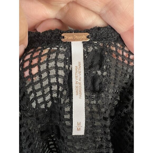Free People Olivia Grady Lace top Medium Black Sheer Mesh Cyber Boho Swim NEW - Picture 9 of 13